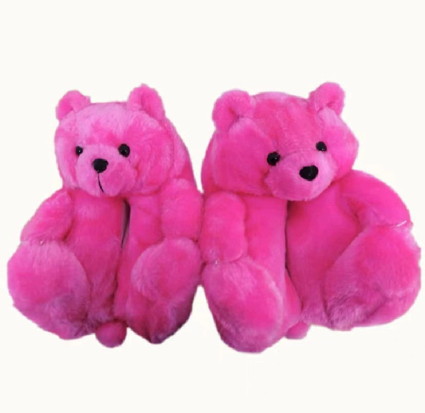 Plush Teddy Bear Couple Slippers