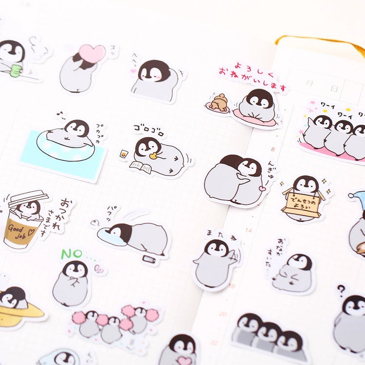 Cute Korean Penguin Sticker Pack - 40 Pieces Handmade Cartoon Decorations