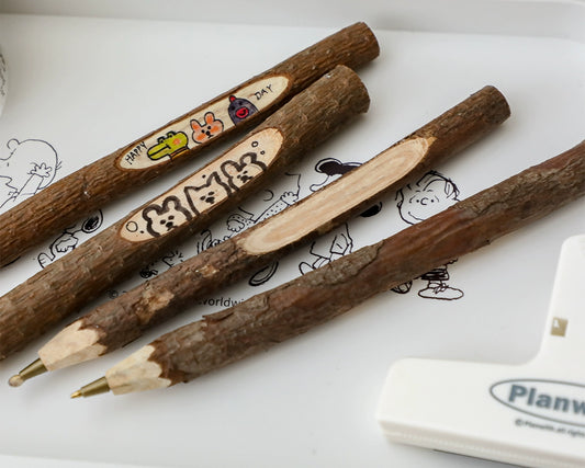 DIY Natural Wood Oil Pen | Vintage Aesthetic Ballpoint Pen for Table Decor