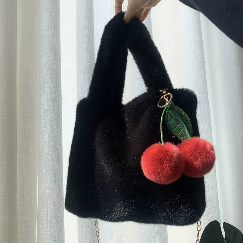 Charming Cherry Fur Keychain