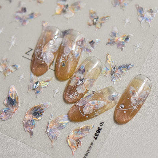 Butterfly Crystal Diamond Nail Decoration - Three-Dimensional Six-Pointed Star