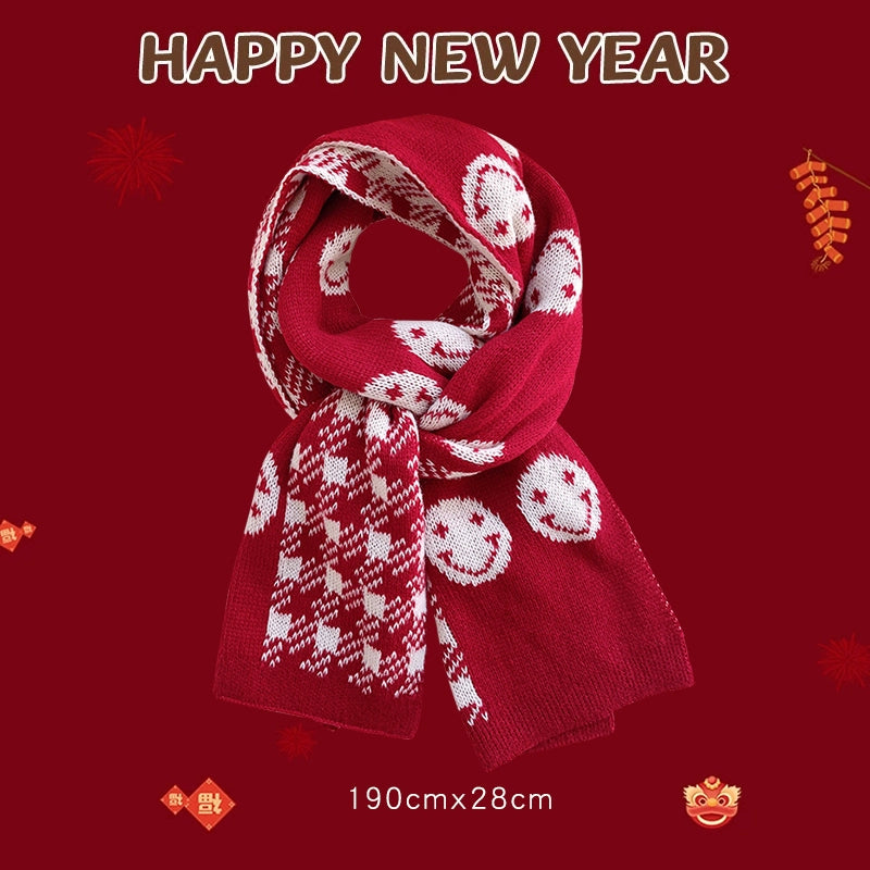 New Year Red Knit Hat  The Perfect Christmas Gift with Matching Scarf and Gloves