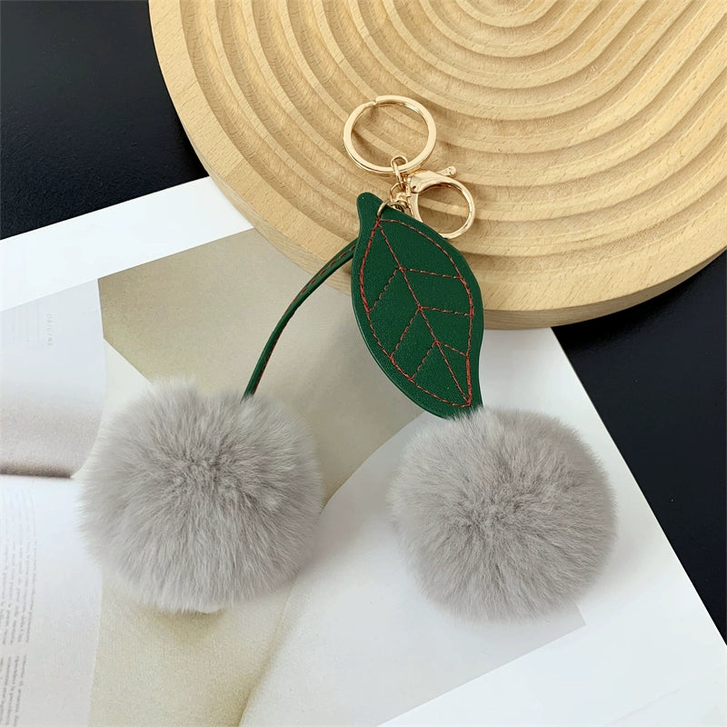 Charming Cherry Fur Keychain