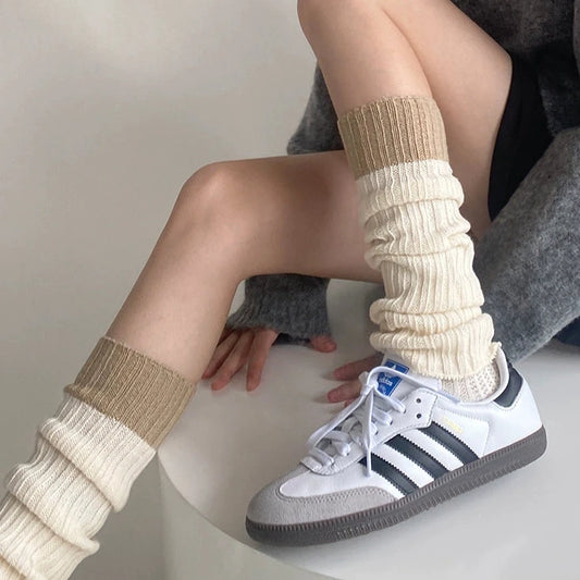 Cozy Grey Knit Calf Socks