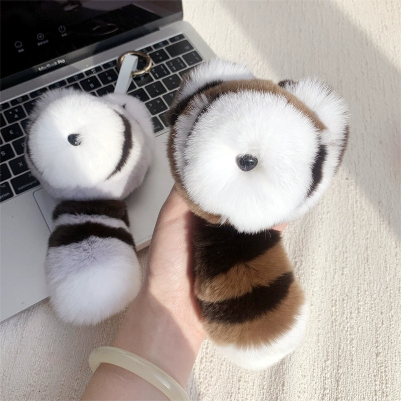 Charming Raccoon Fur Keychain