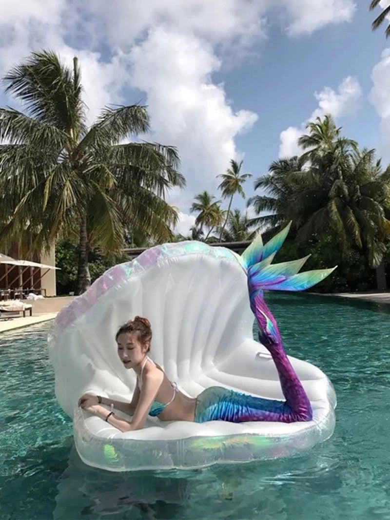 Mermaid Shell Inflatable Floating Bed - Seaside Fun Product Description