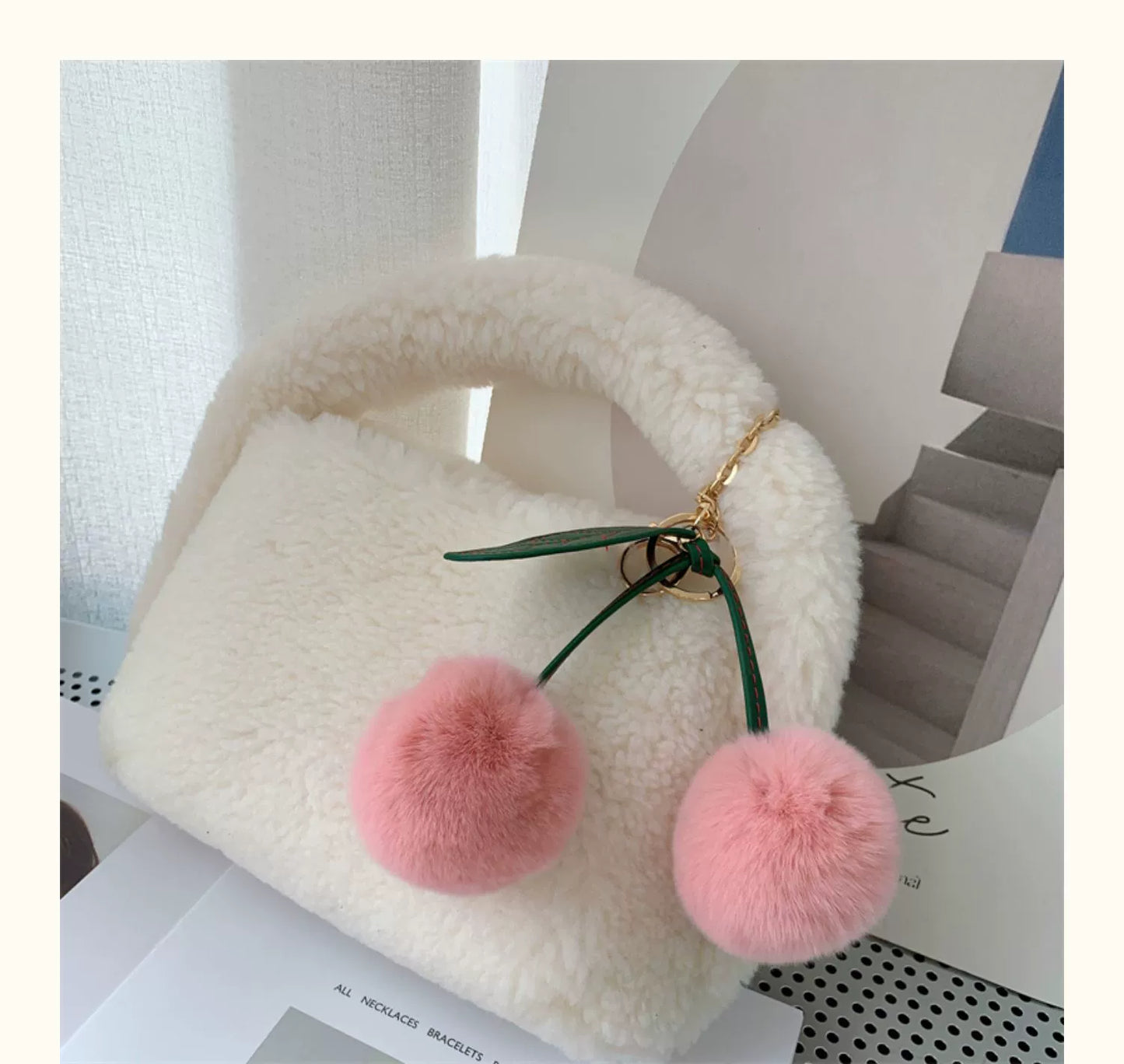 Charming Cherry Fur Keychain