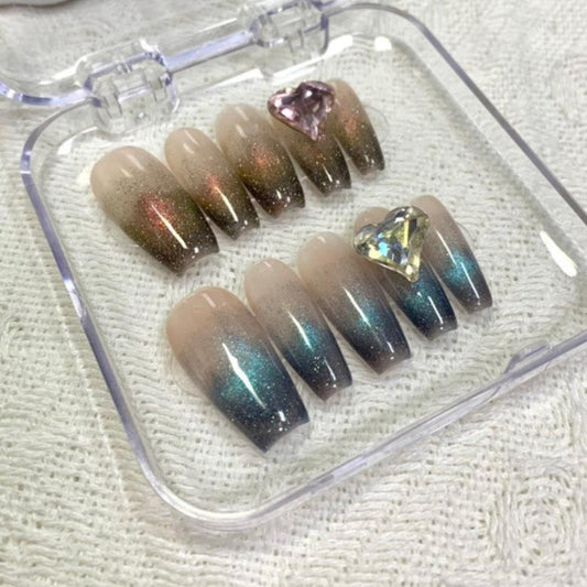 Cat's Eye Wearable Nails - Love Mandarin Duck Design