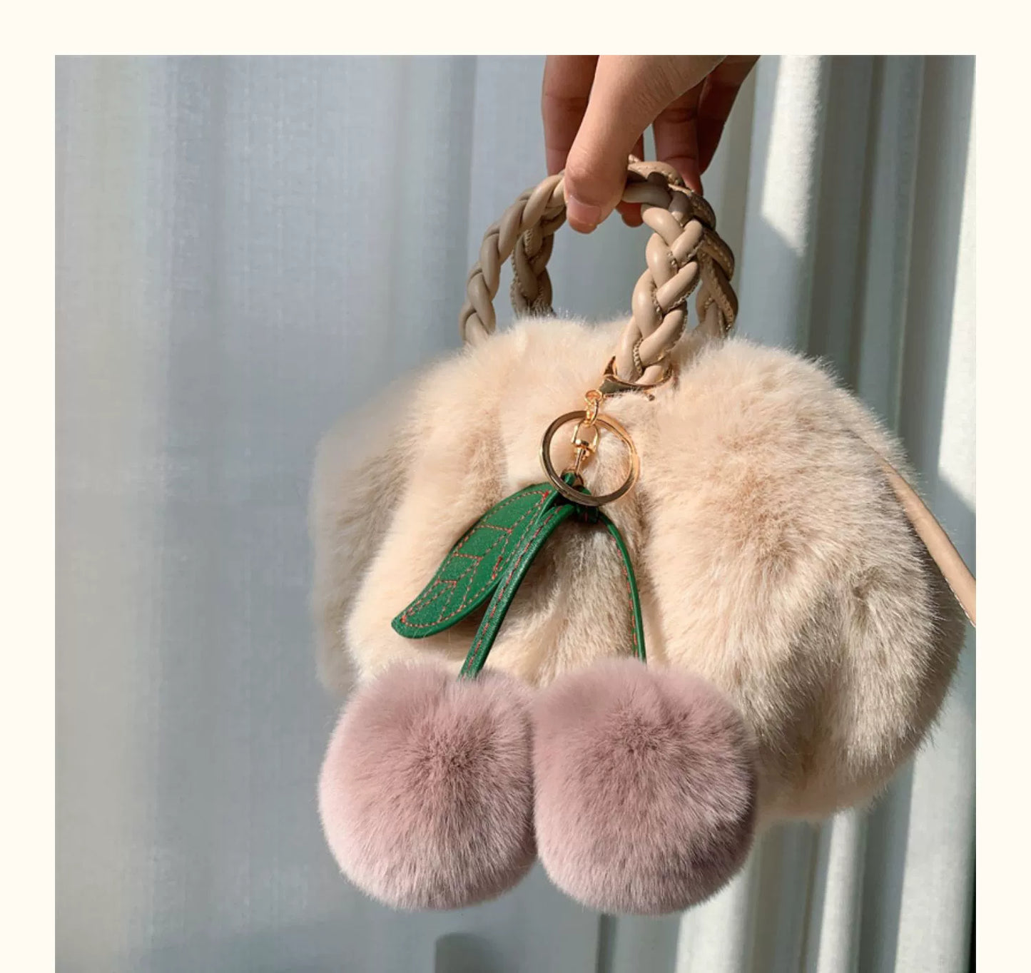 Charming Cherry Fur Keychain