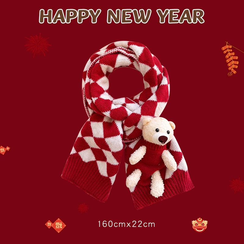 New Year Red Knit Hat  The Perfect Christmas Gift with Matching Scarf and Gloves