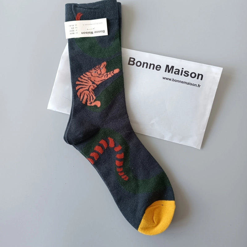 Artistic French Tide Oil Painting Socks fun art literary oil painting
