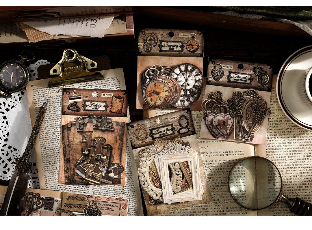 Vintage Mechanical Marvels - Evoke a Timeless Ambiance with Captivating Gear and Key Stickers