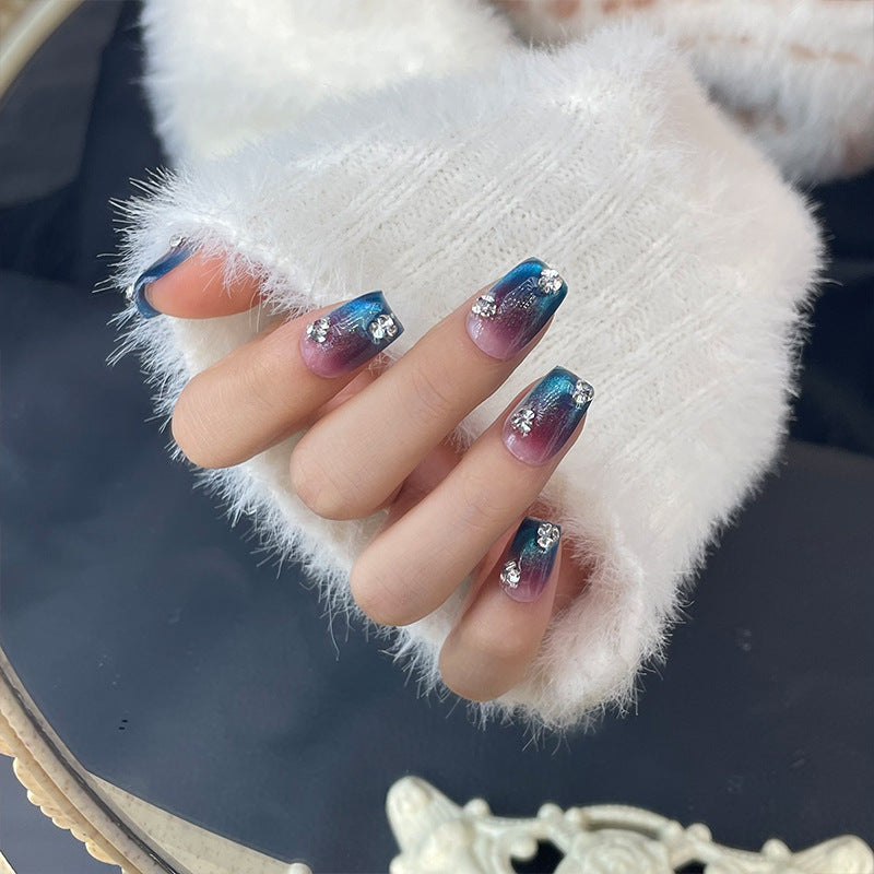 High-End Purple Cat's Eye Nail Art with Wind Pile Drills