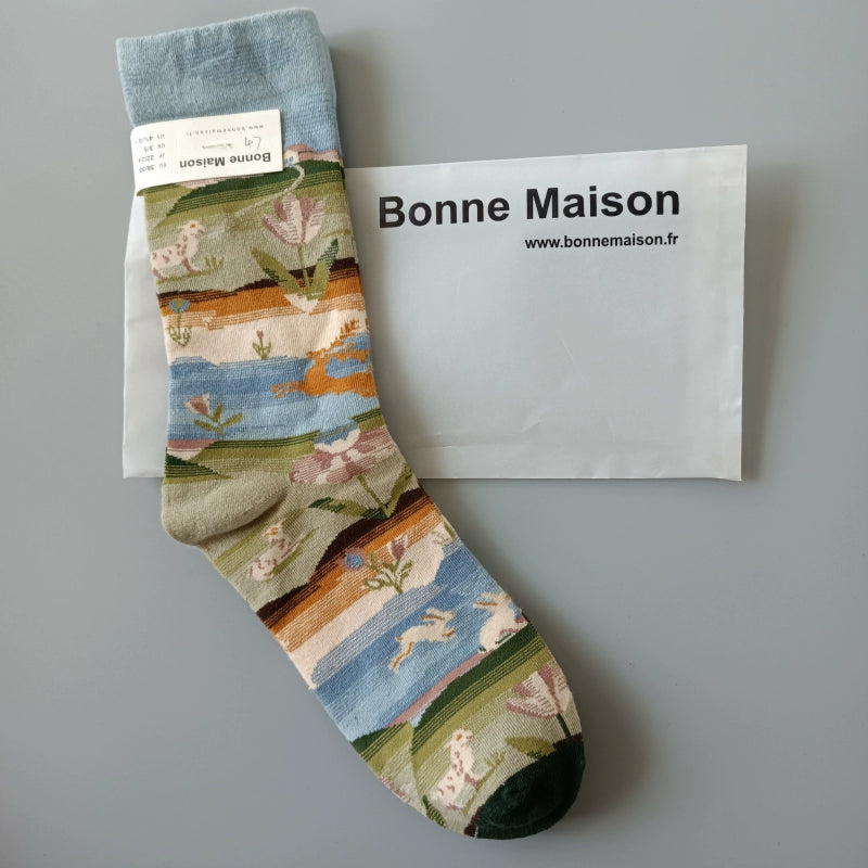 Artistic French Tide Oil Painting Socks fun art literary oil painting