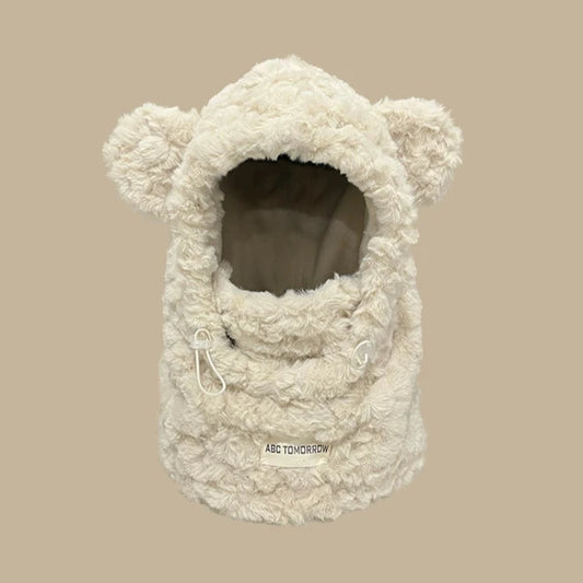 Thickened Velvet Cartoon Bear Hat  Adorable Winter Ear Protection