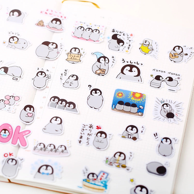 Cute Korean Penguin Sticker Pack - 40 Pieces Handmade Cartoon Decorations