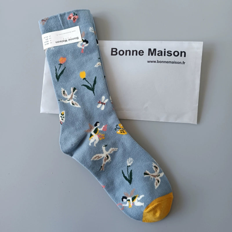 Artistic French Tide Oil Painting Socks fun art literary oil painting