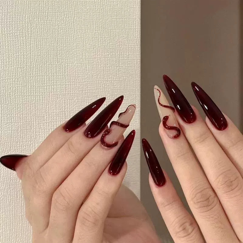 Burgundy Sparkling Diamond Nail Patches