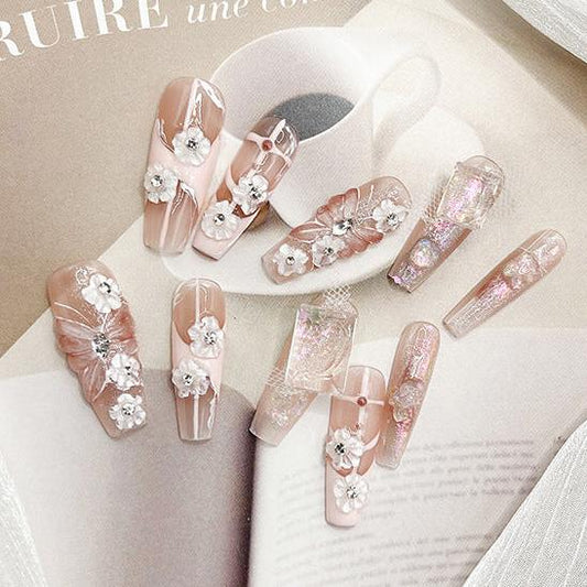 High-End Frozen Crystal Butterfly Nail Armor - Detachable Ice Effect