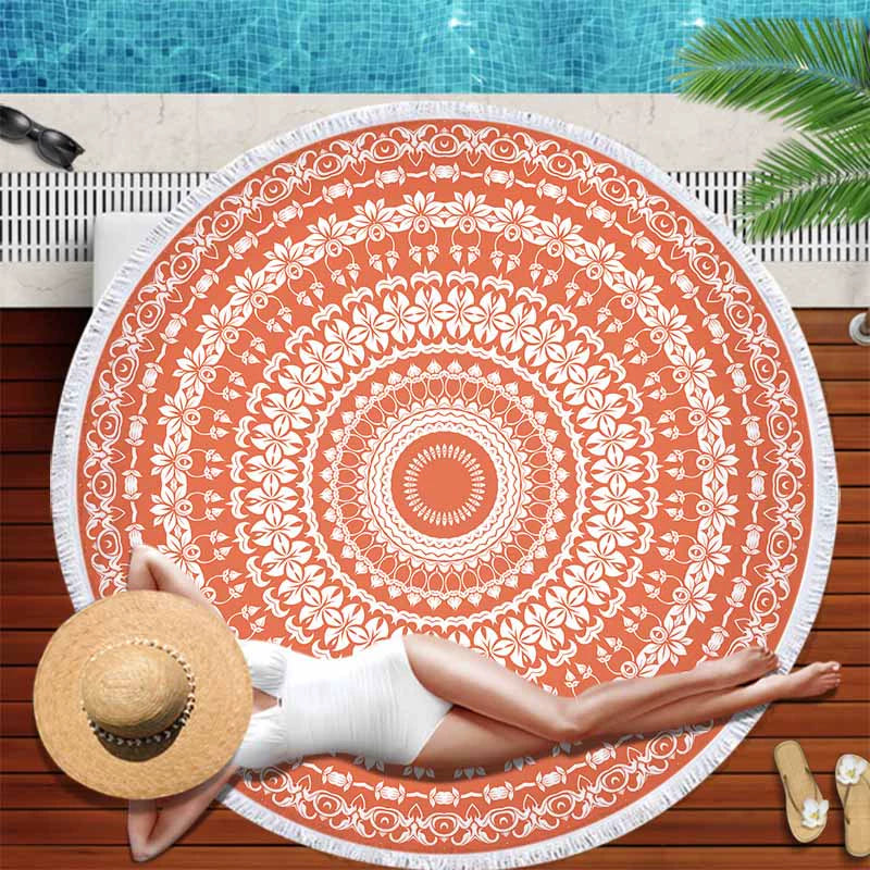 Gradient Mandala Bliss - Round Beach Towel & Yoga Mat