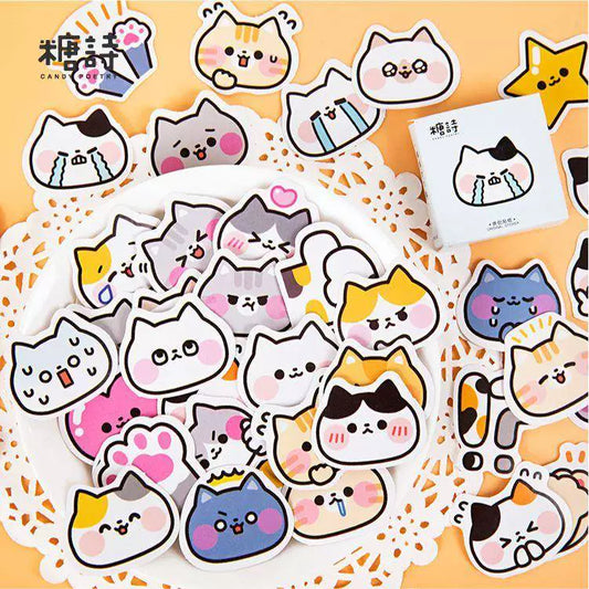 45 Pcs Cute Cat Stickers Vinyl Decals Animals Kitten Sticker