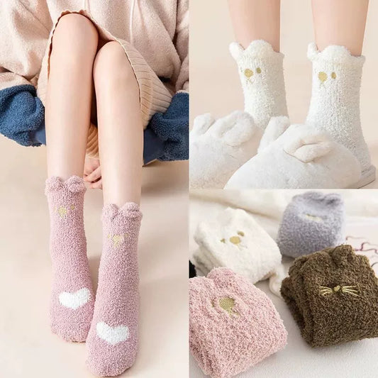 Girls' Coral Fleece Warm Sleep Socks