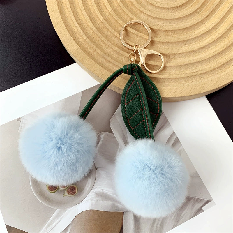 Charming Cherry Fur Keychain