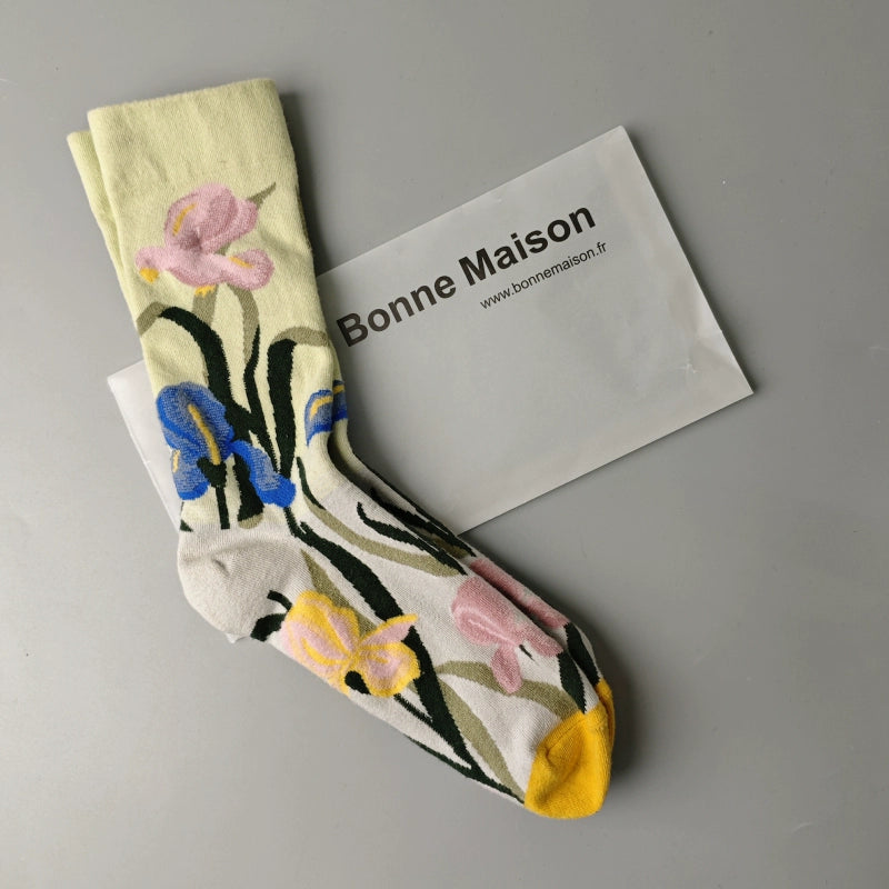 Artistic French Tide Oil Painting Socks fun art literary oil painting