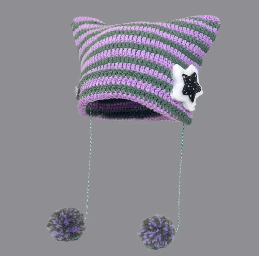 Handmade Cute Five-Star Cat Ears Pullover Hat