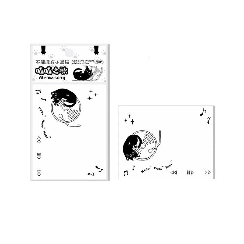 Adorable Black Cat Sticky Notes | Cute Illustrated Memo Pads for Daily Use