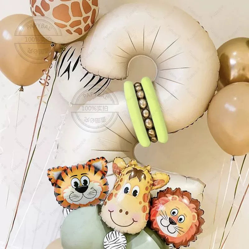 40 Pcs Safari Animal Balloons - Jungle Theme Birthday Party Decorations