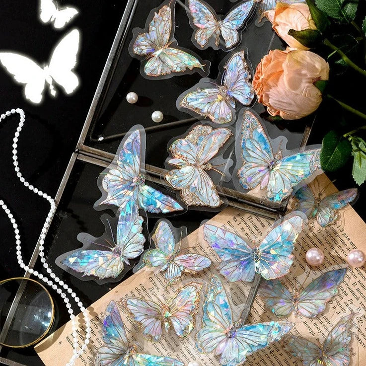 Holographic Butterfly Spectrum Sticker Set - Enchanting DIY Decor and Craft Supplies