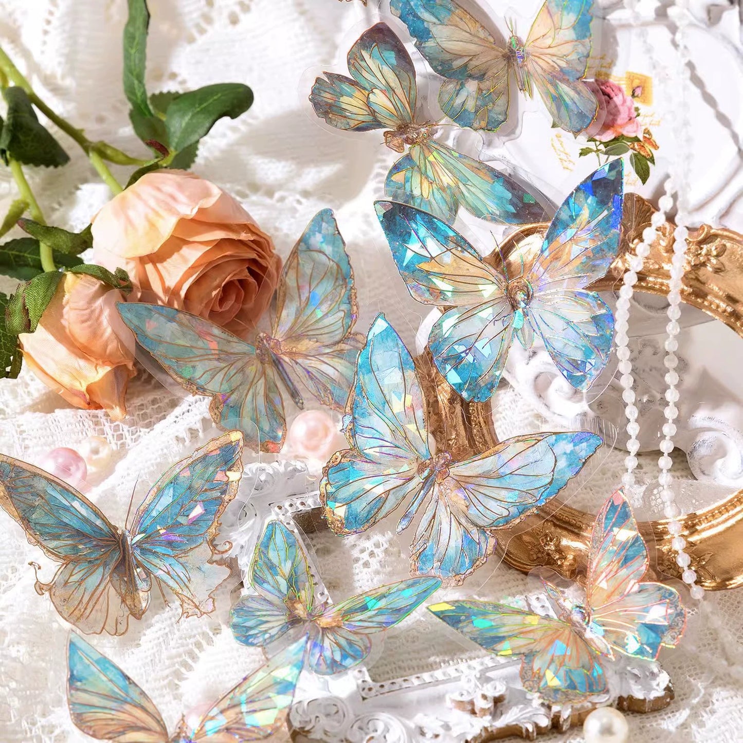 Holographic Butterfly Spectrum Sticker Set - Enchanting DIY Decor and Craft Supplies