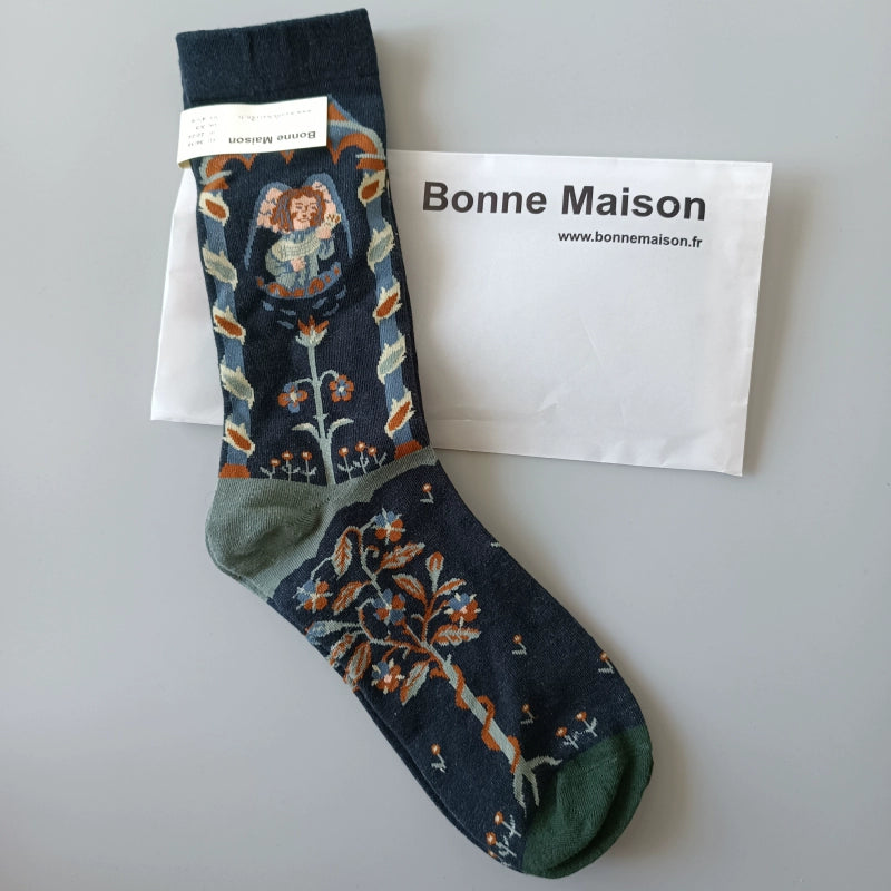 Artistic French Tide Oil Painting Socks