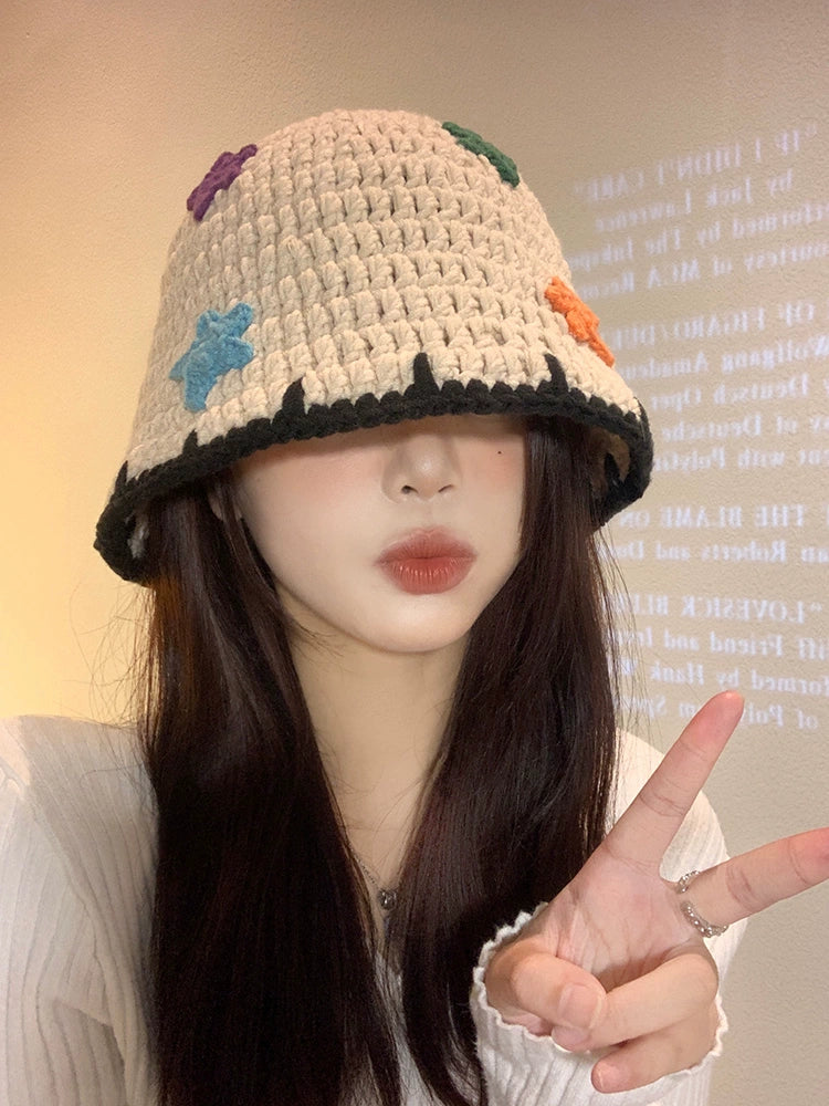 Cute Star Knitted Bucket Hat