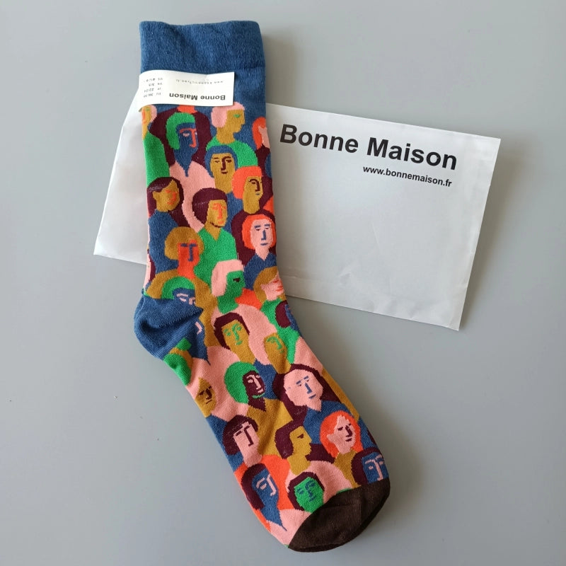 Artistic French Tide Oil Painting Socks fun art literary oil painting