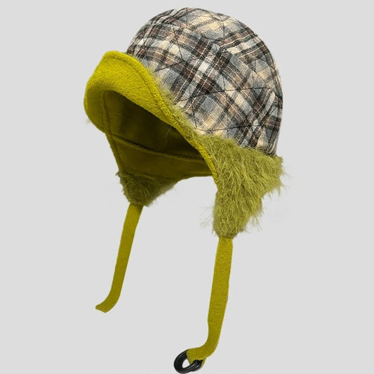 Warm Woolen Pilot Hat  Windproof and Cold-Proof Ear Protection