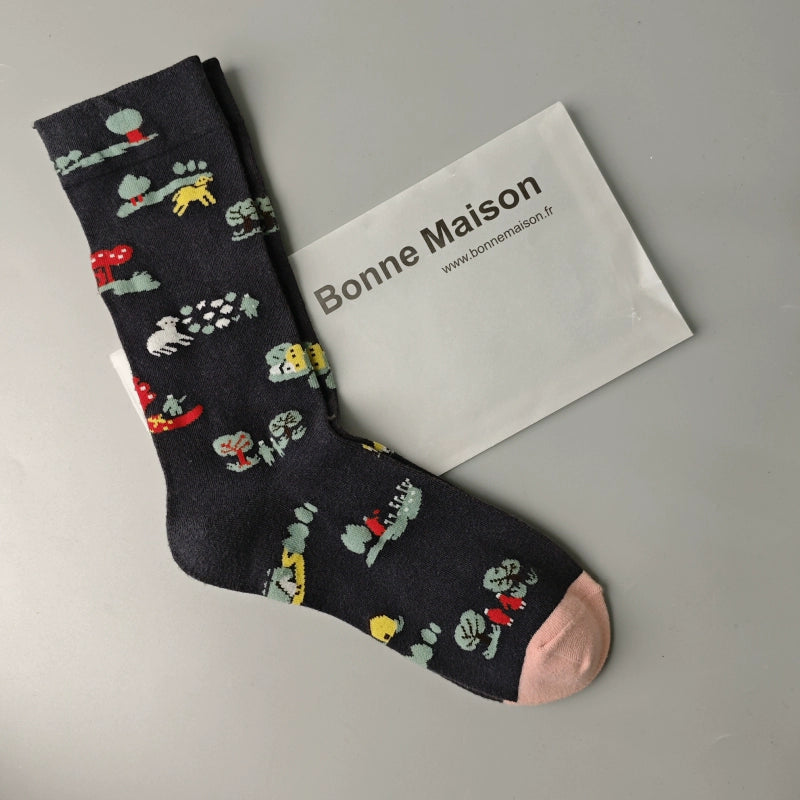 Artistic French Tide Oil Painting Socks fun art literary oil painting