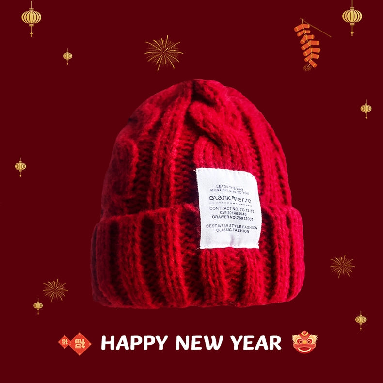 New Year Red Knit Hat  The Perfect Christmas Gift with Matching Scarf and Gloves