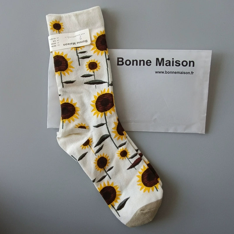 Artistic French Tide Oil Painting Socks fun art literary oil painting