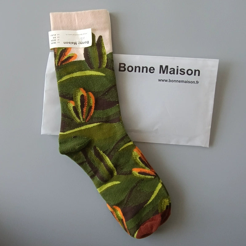 Artistic French Tide Oil Painting Socks fun art literary oil painting