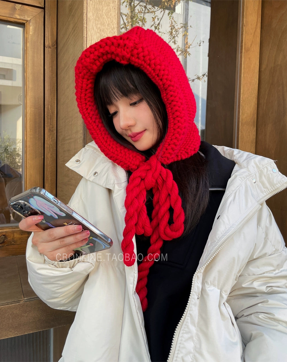 Hand Knitted Little Red Riding Hood Vintage Lace Knit Hat  Cozy Charm for Everyone!