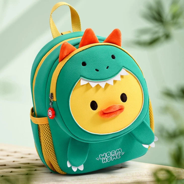 Cute Dinosaur and Little Yellow Duck Backpack for Kids - Perfect for Kindergarten