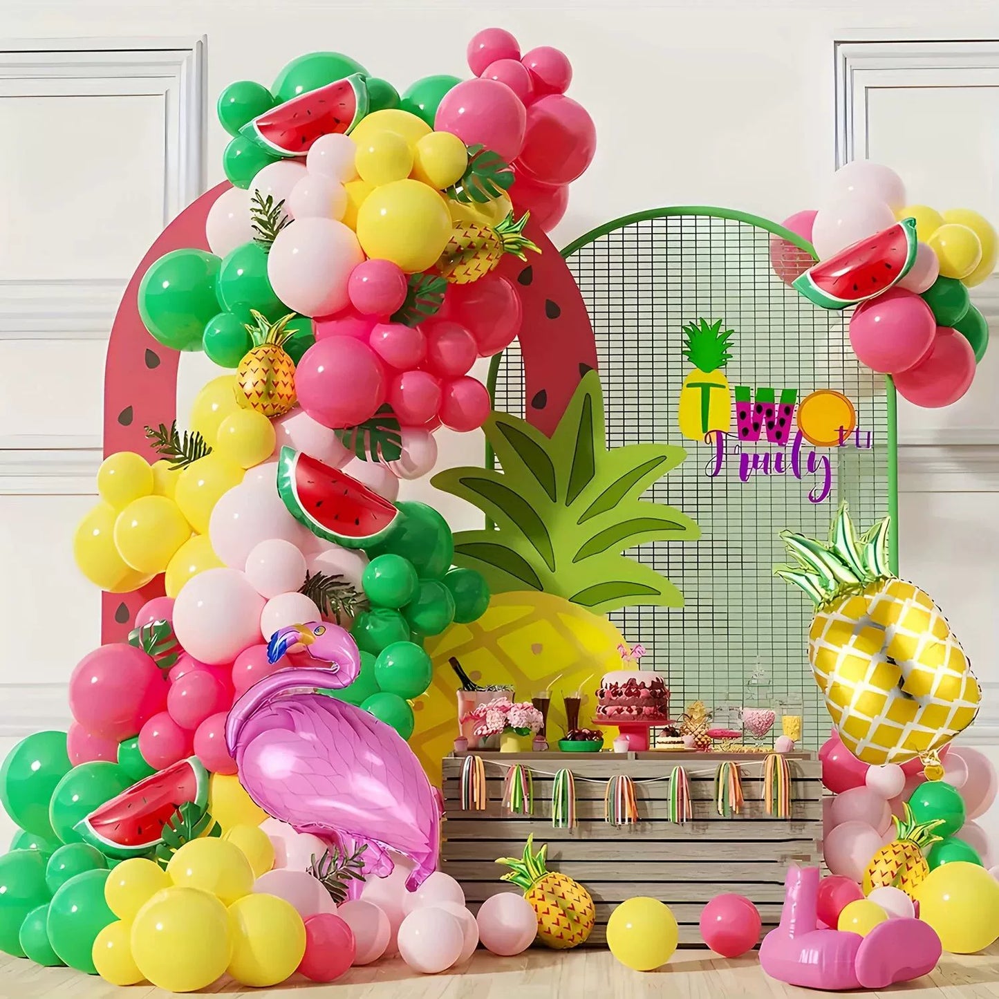 120 Pcs Tropical Balloon Wreath Arch Set - Hawaiian Beach Theme