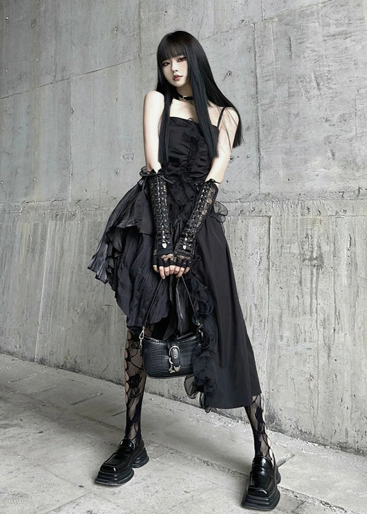 Enigmatic Ghost Girl Gothic Black Dress