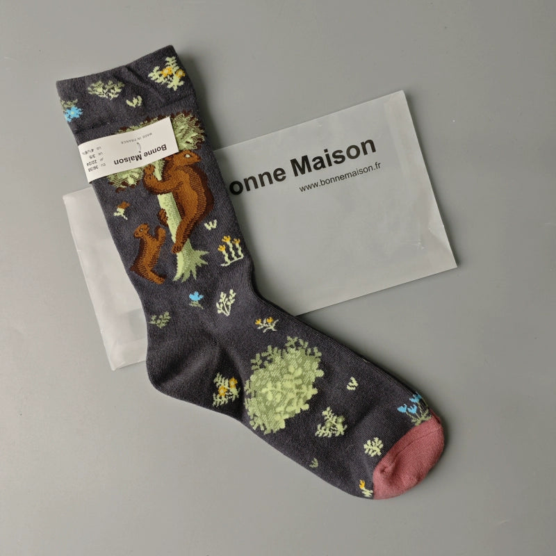 Artistic French Tide Oil Painting Socks fun art literary oil painting