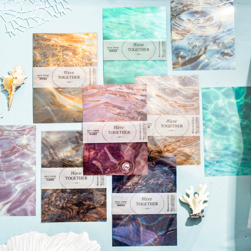 High Transparency PET Wave Stickers | Realistic Yet Dreamy DIY Collage & Handbook Decoration