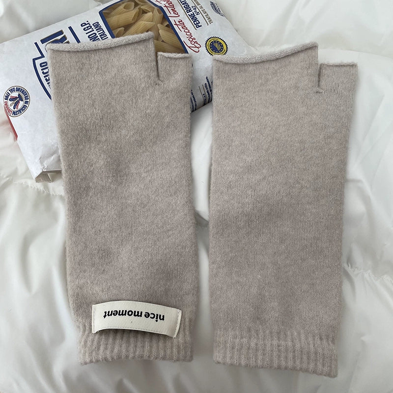 Lazy Wind Half-Fingered Gloves  Warm Imitation Cashmere Knit