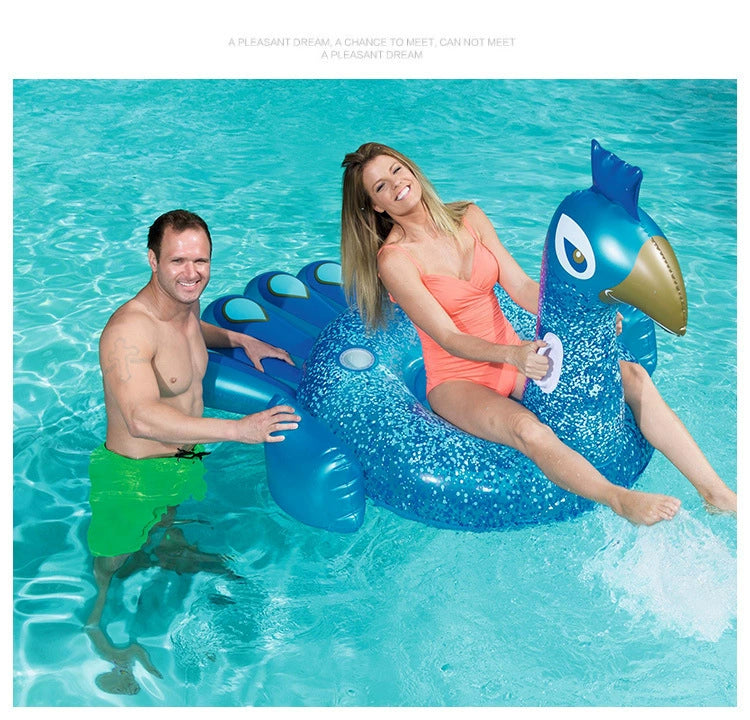 Peacock Swimming Ring - Inflatable Air Cushion for Pool & Beach Fun