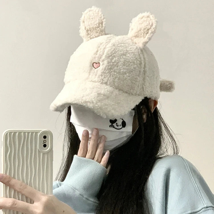 Fluffy Bunny Ears Baseball Hat